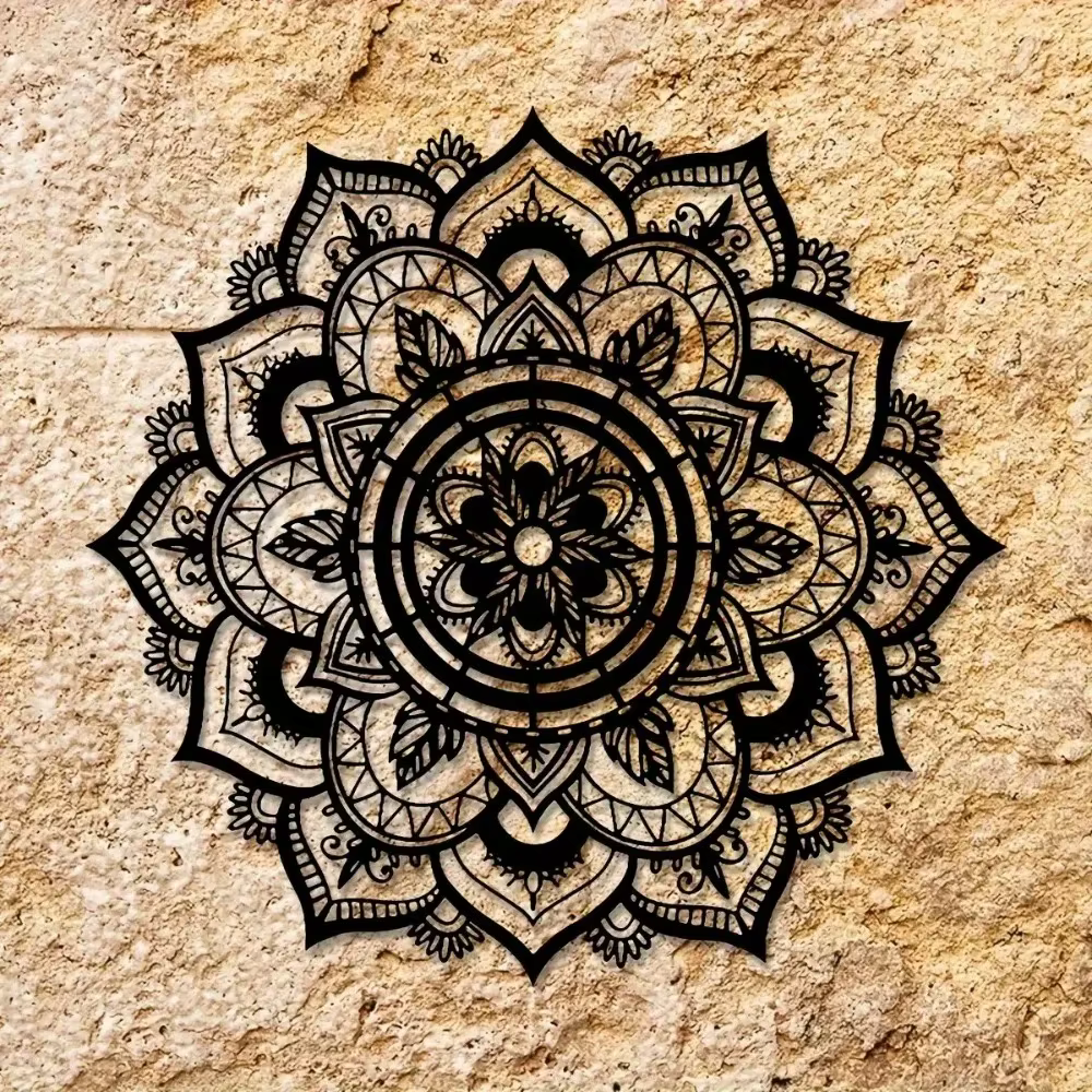Décoration murale en métal Mandala Bohème Fleur de Lotus Zen pour la maison