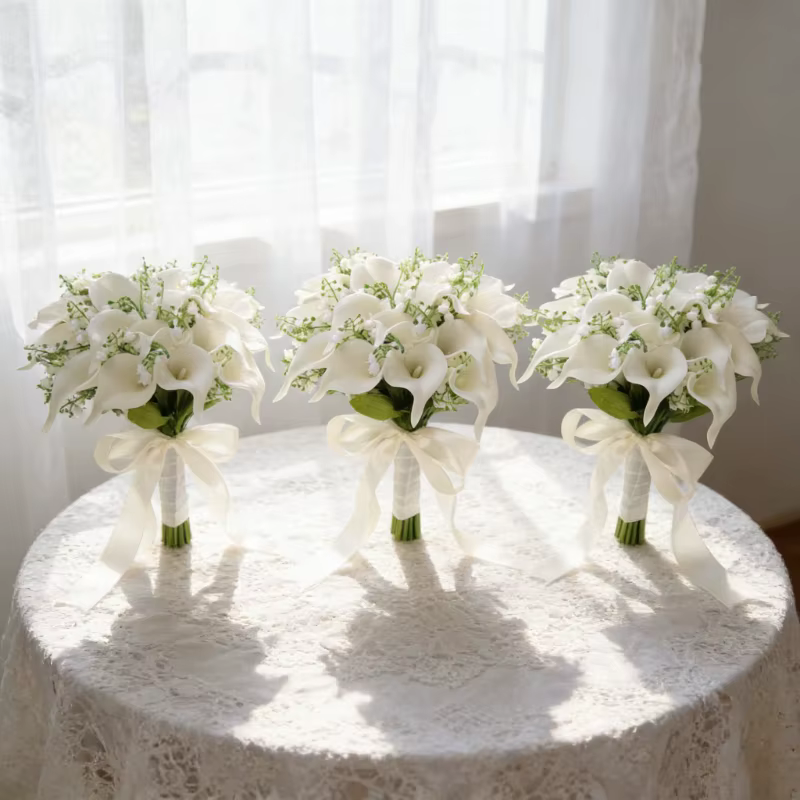 Bouquet de fleurs de lys Calla artificielles blanches