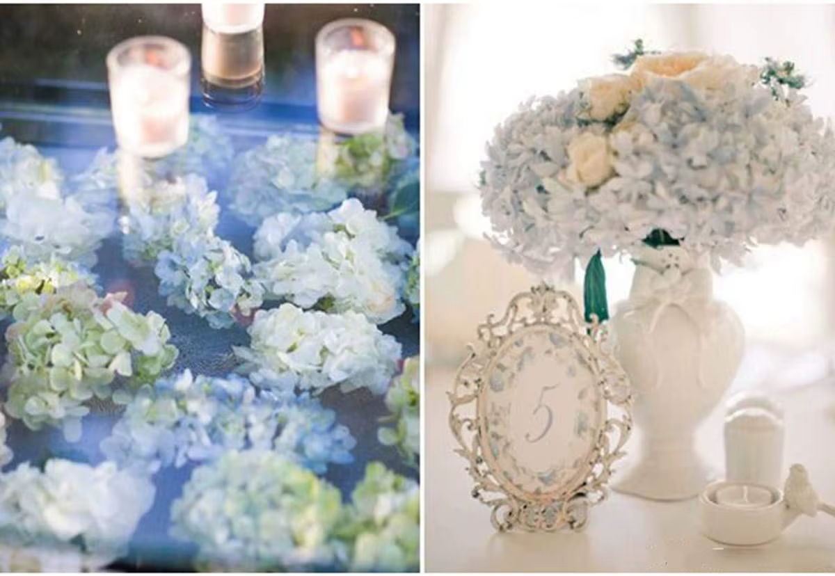 Fleurs artificielles d'hortensia en soie avec 5 grandes têtes