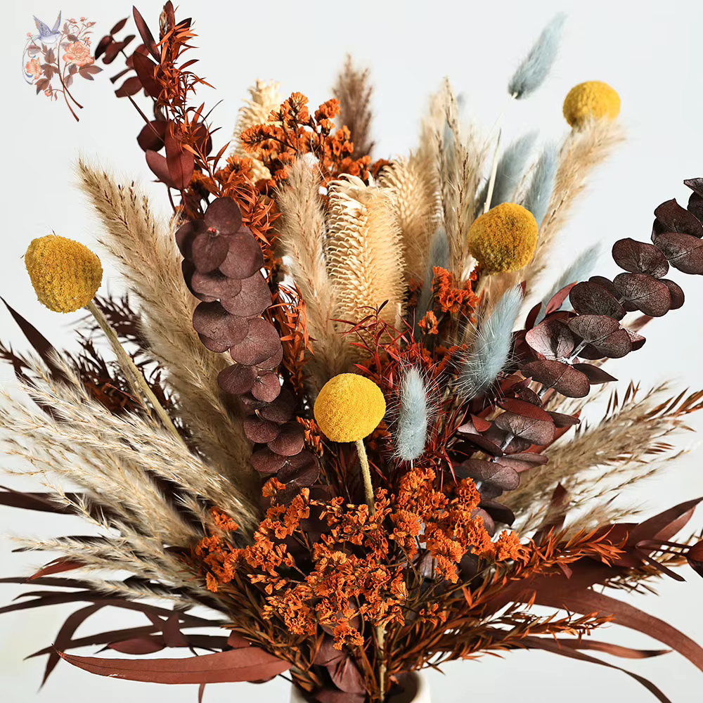 Bouquets de Pampas d'eucalyptus Orange