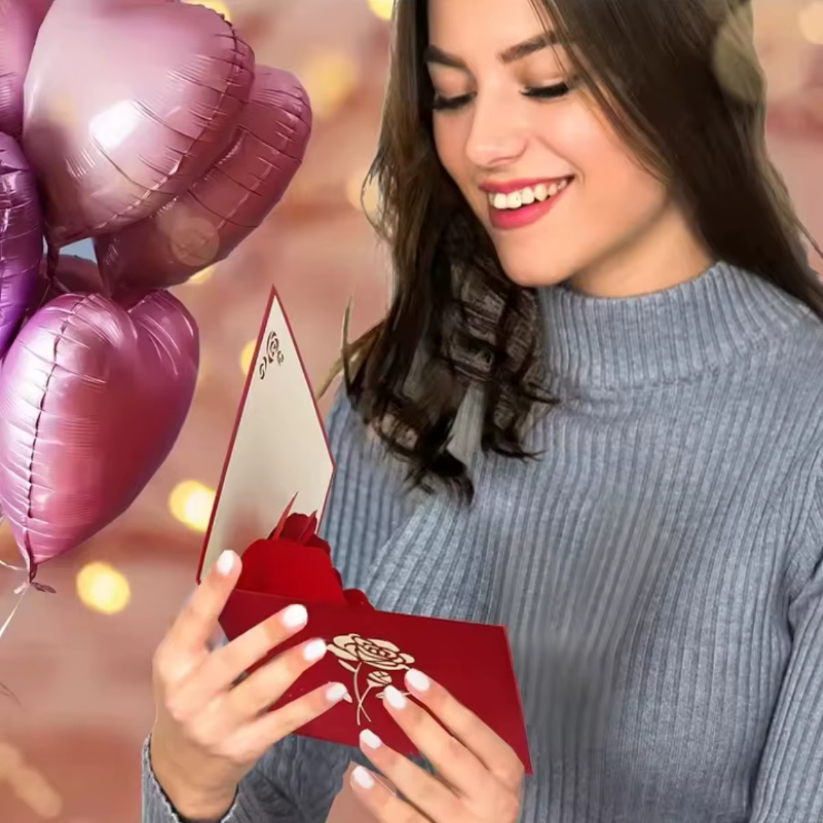 Carte pop-up Rose 3D, carte de Saint-Valentin
