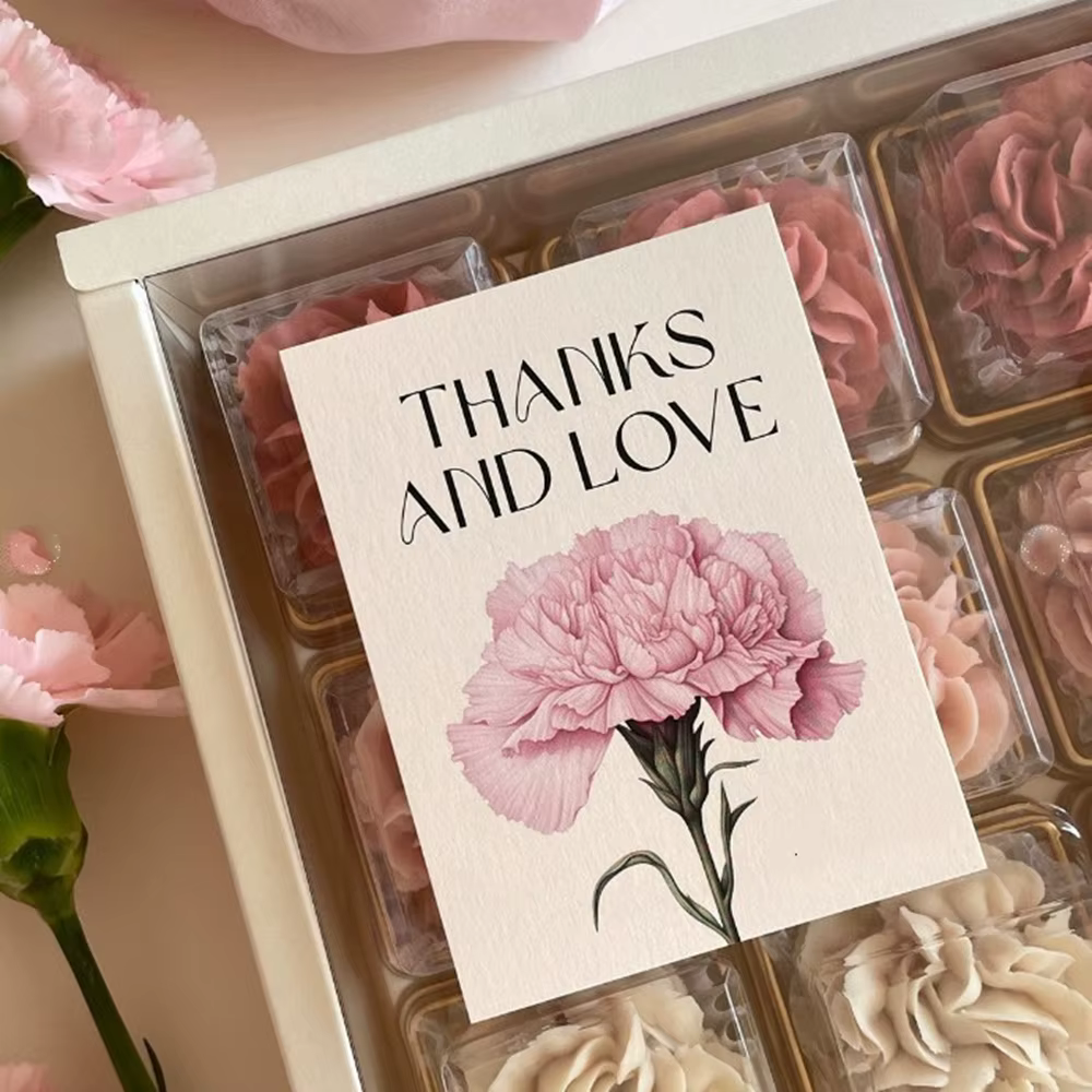 Cartes de remerciement florales œillets
