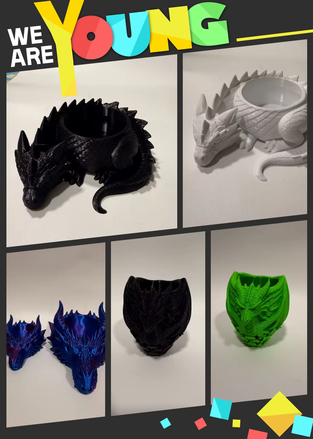 Pot de fleurs tête de dragon imprimé en 3D