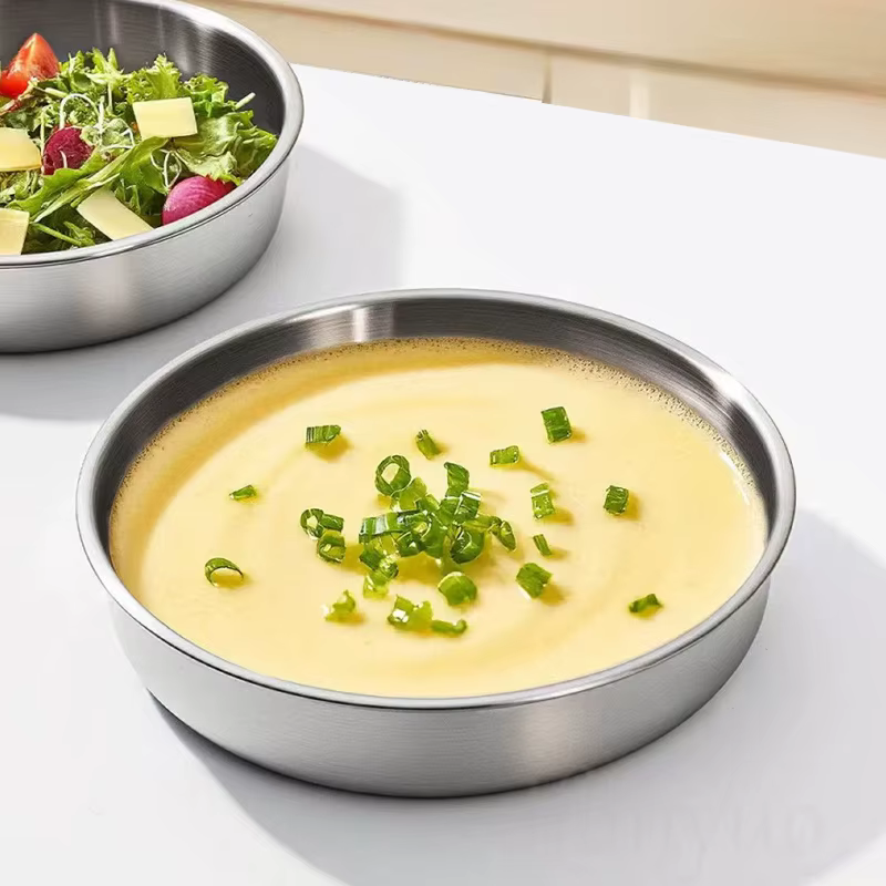 Bol à salade, dessert, soupe, récipient alimentaire, bol à riz et nouilles, bol à œufs vapeur en acier inoxydable avec couvercle, vaisselle de cuisine, fruits