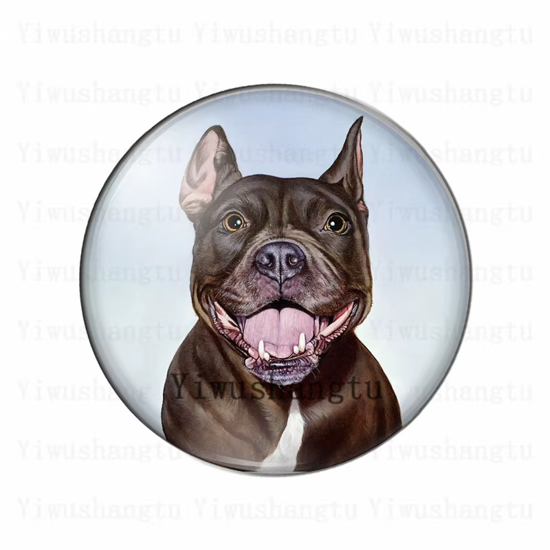 Cabochon animal tête de chien mignon 12mm/20mm/25mm/30mm photo ronde cabochon en verre démo dos plat résultats de fabrication