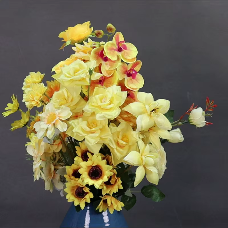 Plantes de fleurs artificielles série jaune