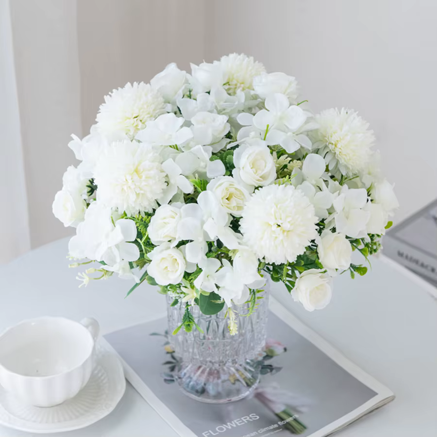 Bouquet de roses artificielles en soie