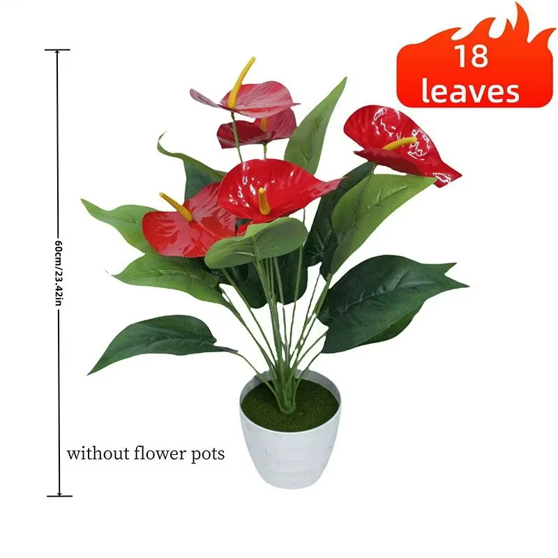 Plante artificielle Anthurium de qualité supérieure à 18 têtes