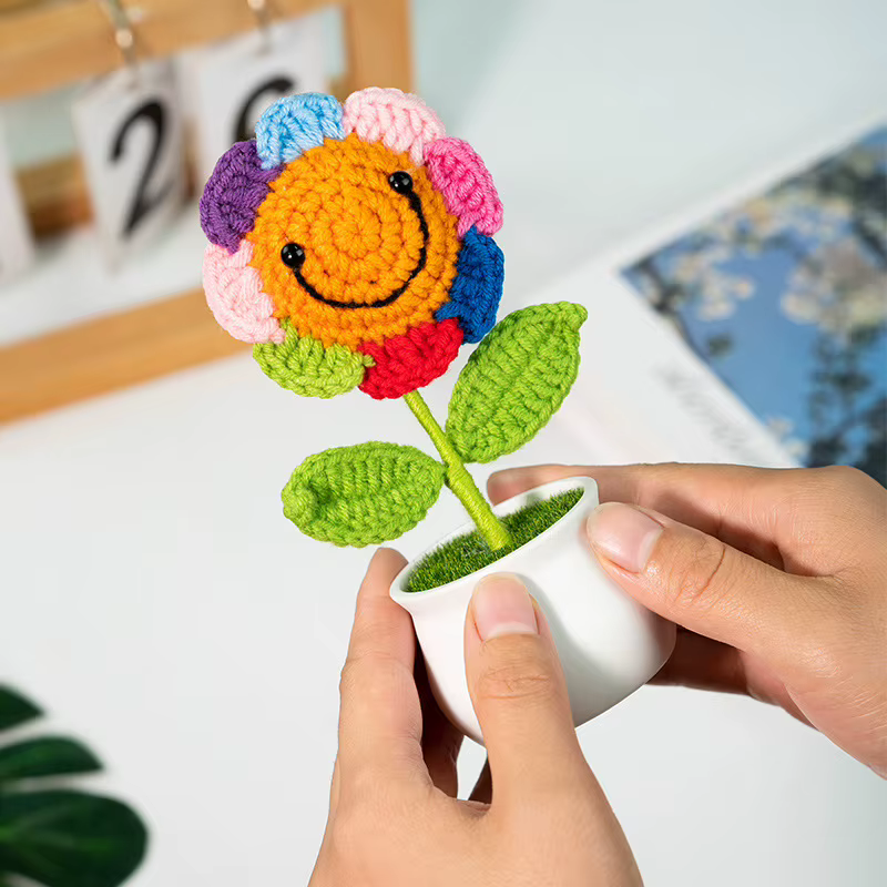 Nouvelles fleurs au crochet tournesols mignonnes