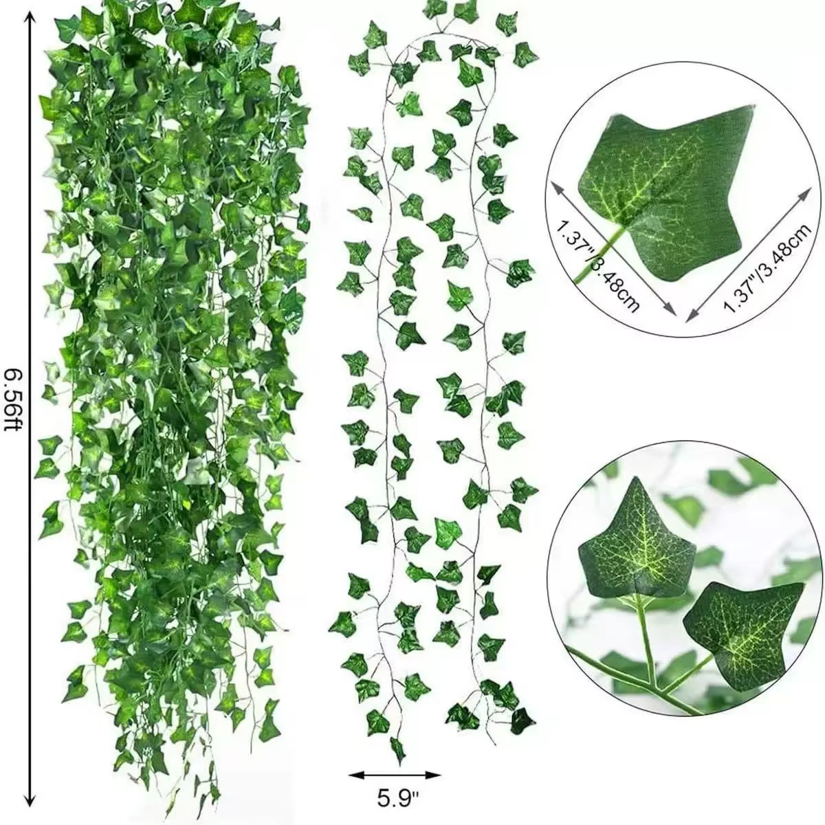 Guirlande de vigne artificielle suspendue de feuilles de lierre vert de 2.1M