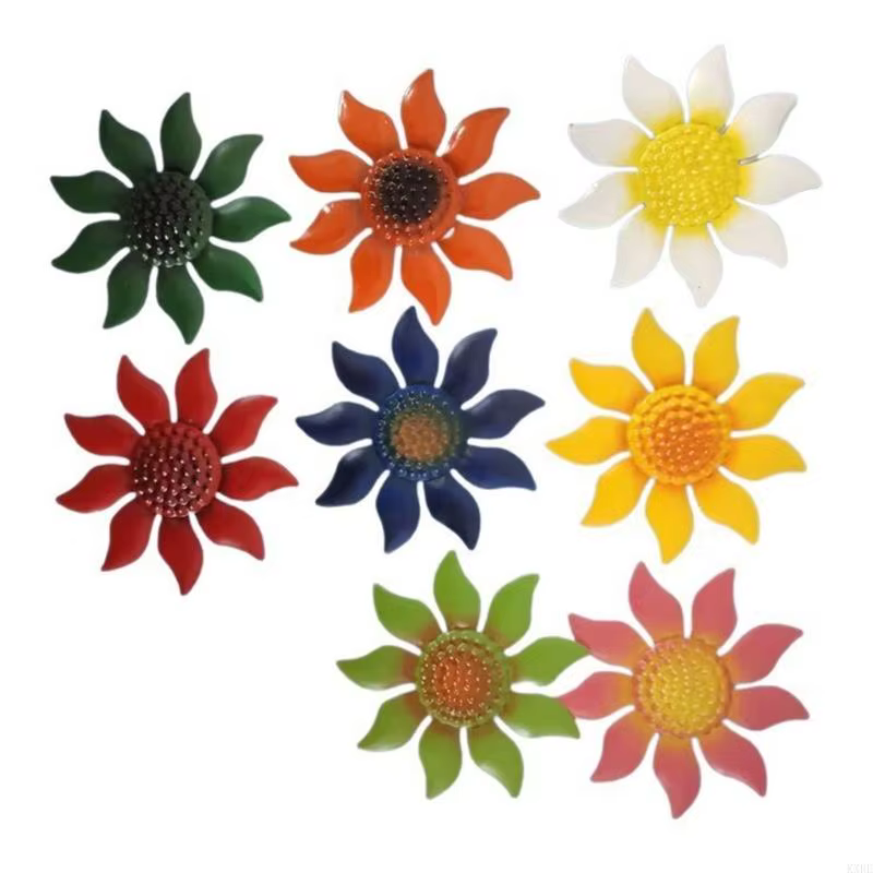 Ensemble 8 articles d'art fleurs en métal