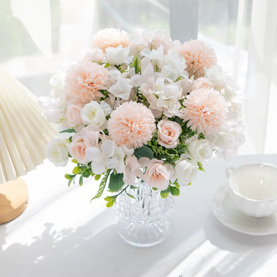 Bouquet de roses artificielles en soie