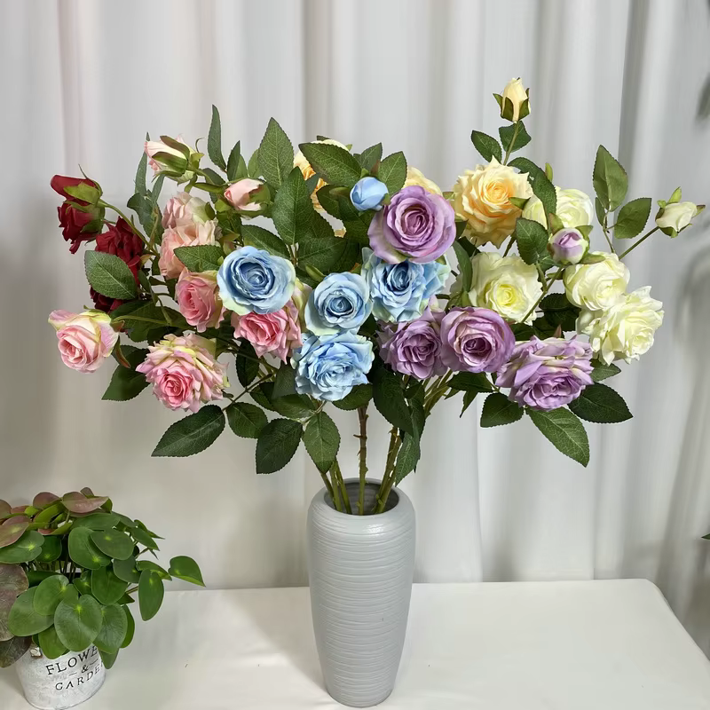 Nordique 5 têtes orchidée coeur corne Rose fleurs artificielles mariage soie fausse fleur Simulation Roses blanches branche décoration de jardin