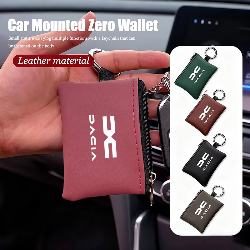 Accessoires de voiture en cuir clé portefeuille carte sac emblème porte-clés pochette pour Dacia Bigster printemps Duster Sandero Jogger Dokker Lodgy RS