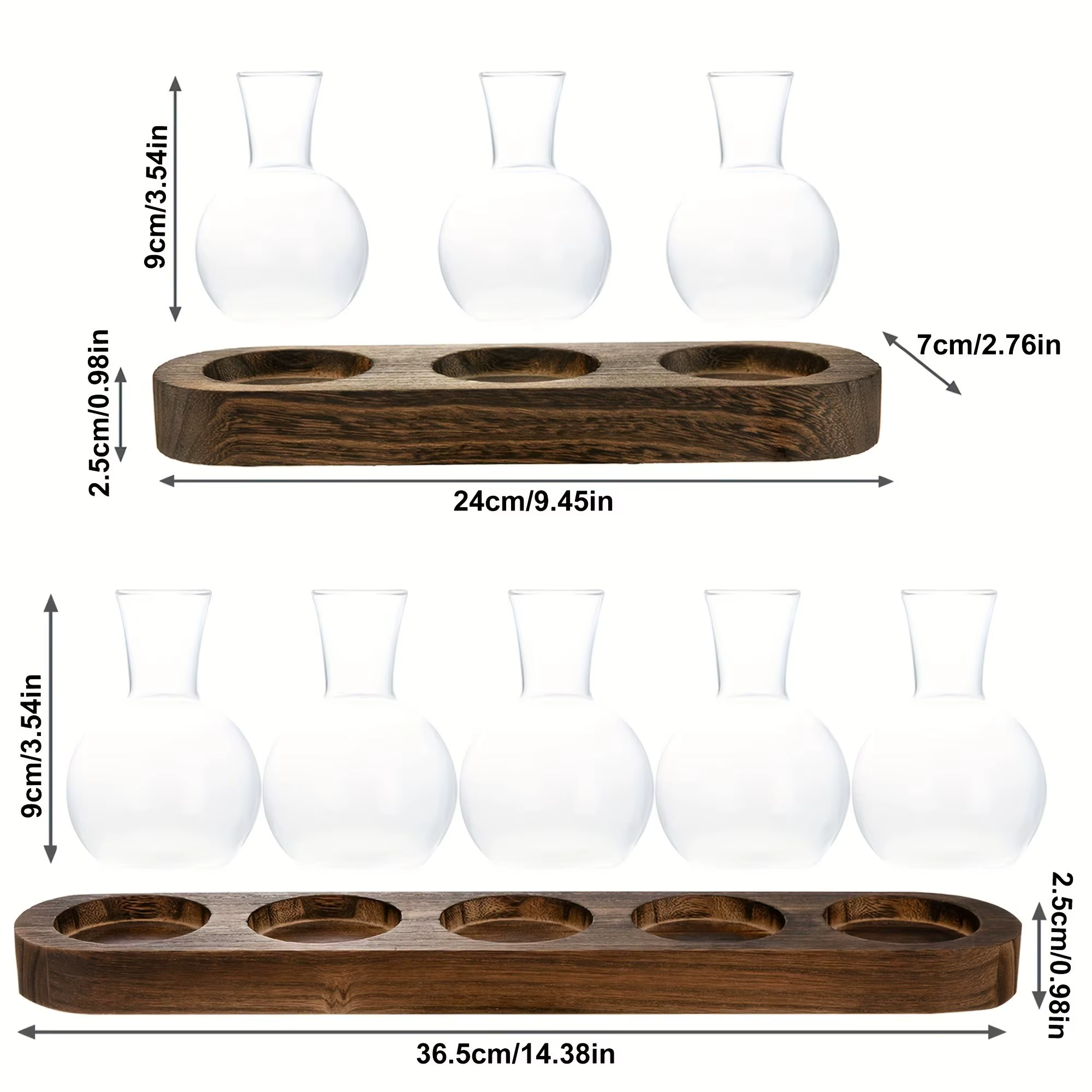 Terrarium de plantes en verre moderne avec plateau en bois – Vase hydroponique pour station de propagation intérieure