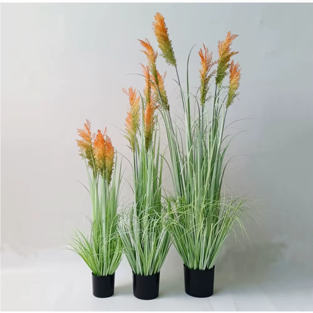 Décoration de la maison plantes vertes fleurs de roseau artificielles grande fausse plante en pot