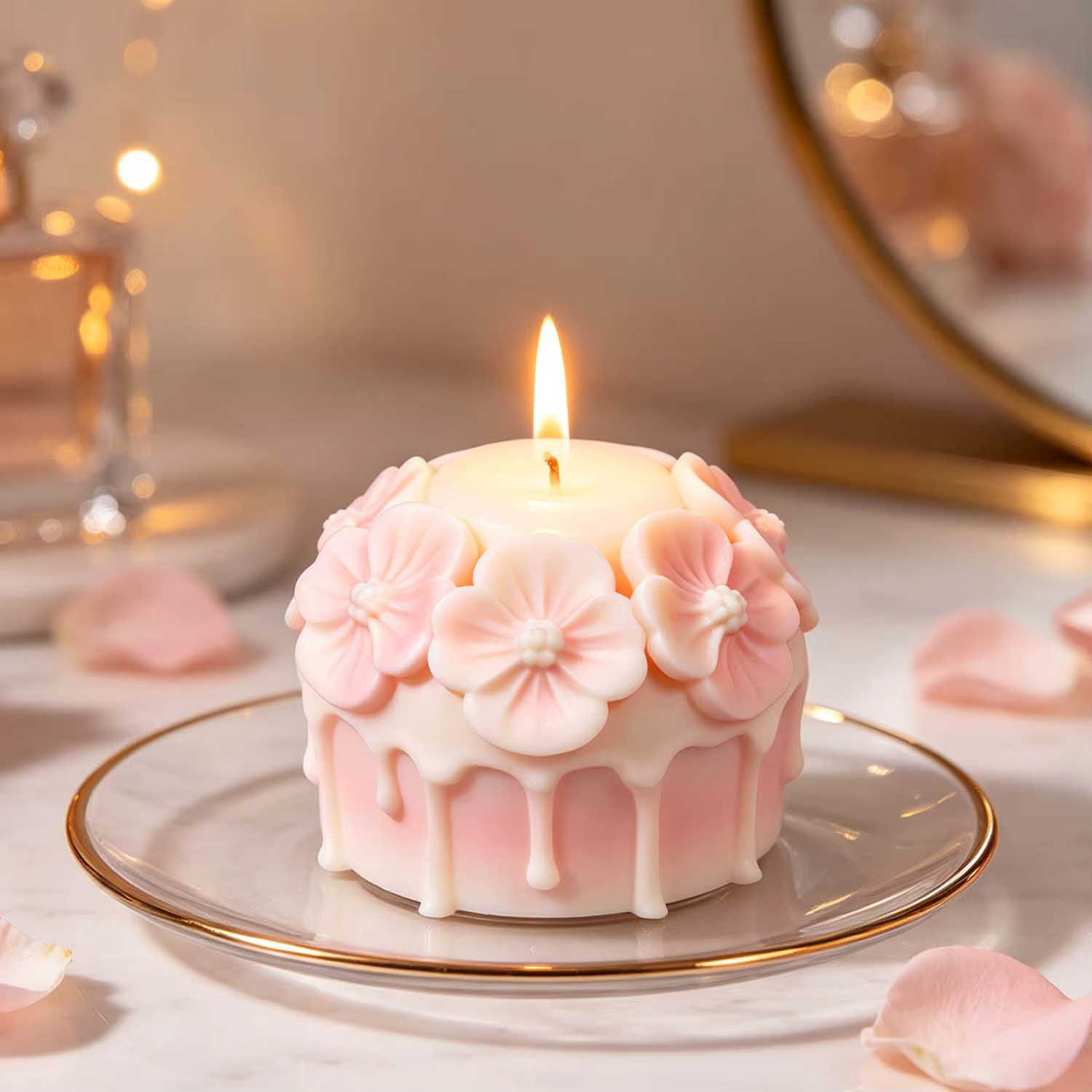 Moule à bougie parfumée en silicone Fleur de cerisier, moule de moulage floral DIY pour gypse et résine époxy, décoration de bureau romantique Sakura