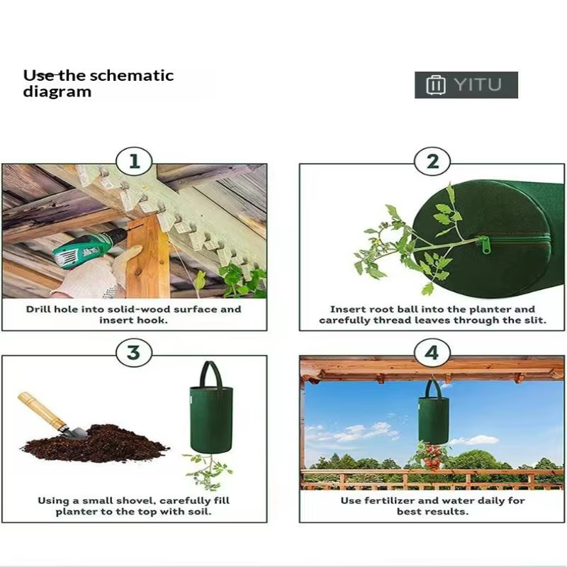 Sac de culture suspendu en feutre pour tomates