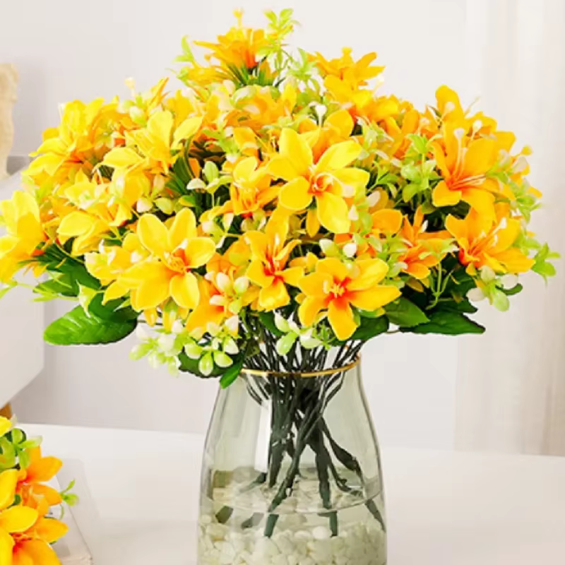 InjSimulation-Bouquet de Lys Artificiel Jaune