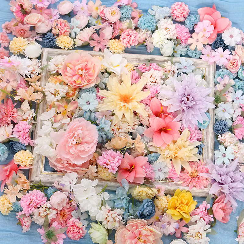 Mélange de fleurs artificielles en soie, plusieurs tailles, fausses fleurs pour décoration de maison, décoration de mariage, vêtements de mariée, guirlande de cadeaux artisanaux DIY