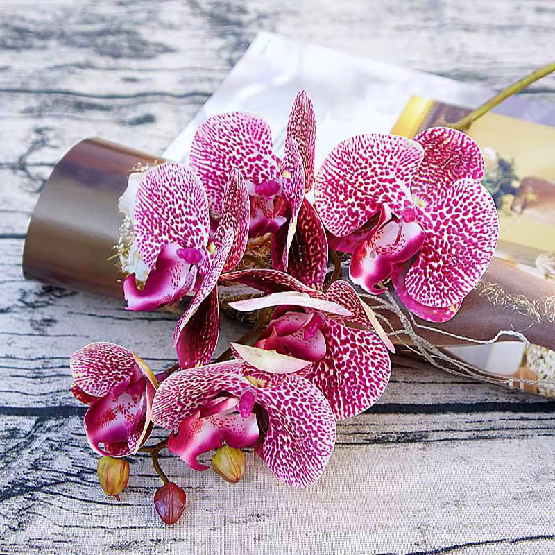 Phalaenopsis artificiel 3D petit orchidée papillon 6 têtes fausse fleur maison draperie mur décoration de mariage Festival bricolage couronne