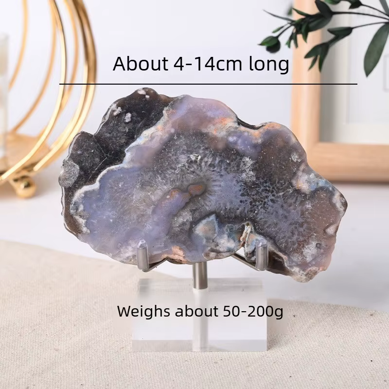 Tranche d'agate bleue naturelle