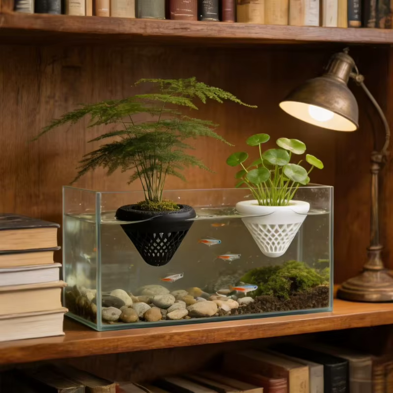 Pot de fleurs flottant hydroponique, décoration de paysage d'aquarium, mini-plante aquatique, planteur, accessoires aquatiques pour aquarium