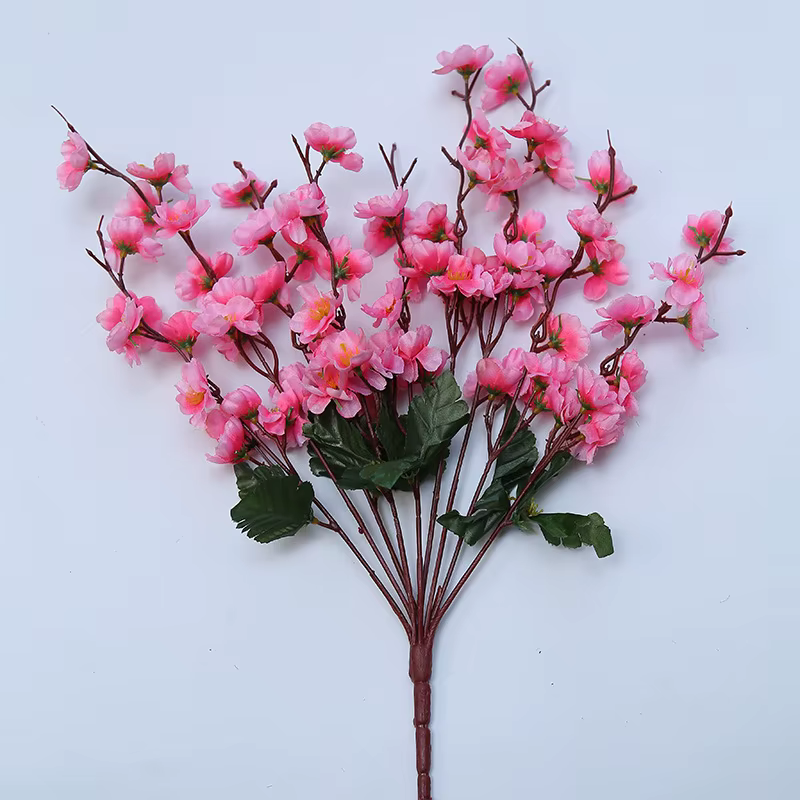 Bouquet de 9 fleurs artificielles de pêcher