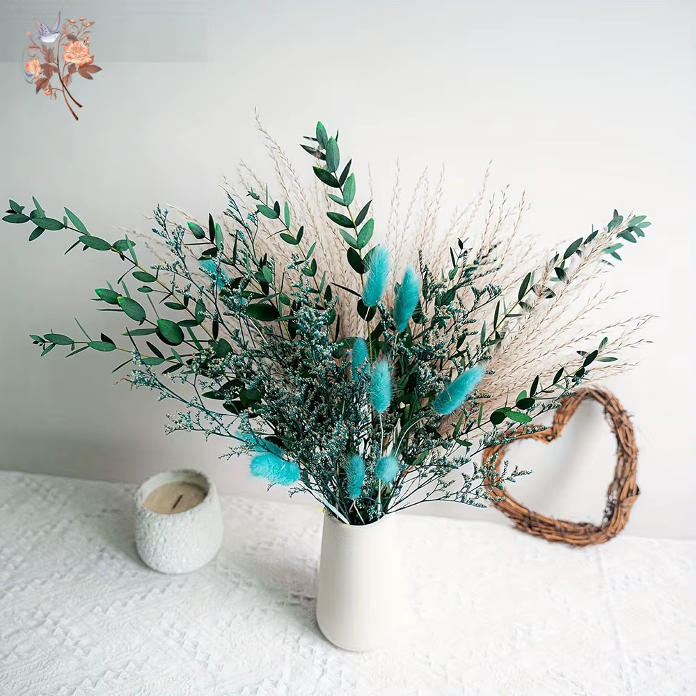 Bouquet de fleurs séchées naturelles bleues