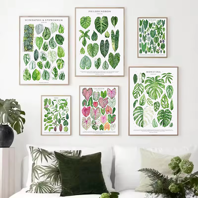 Affiche sur toile avec feuilles de plantes classiques