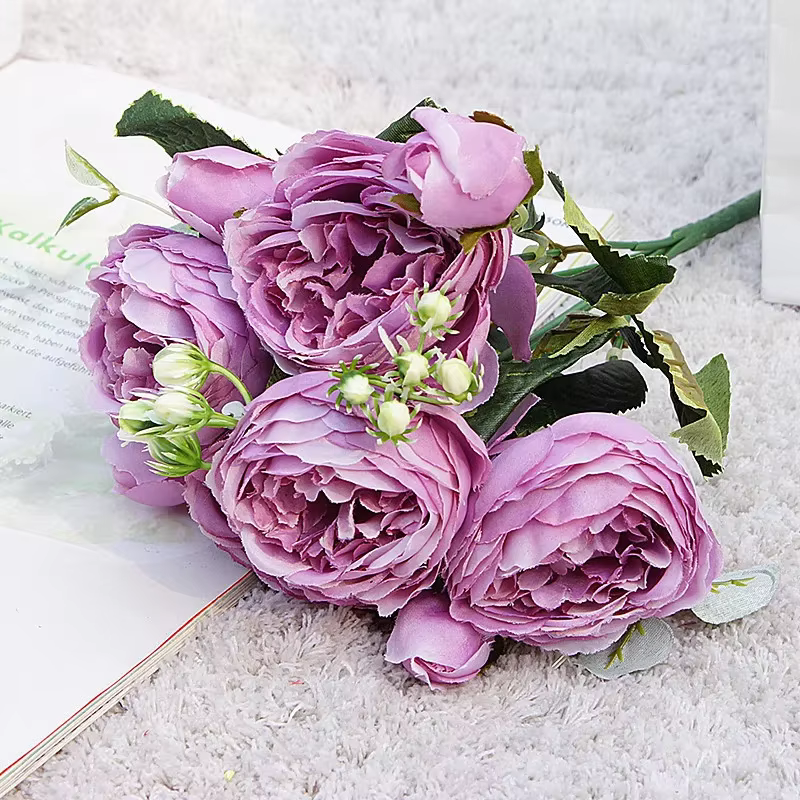 2024 belle Rose pivoine fleurs artificielles en soie petit bouquet flores maison fête printemps décoration de mariage fausse fleur