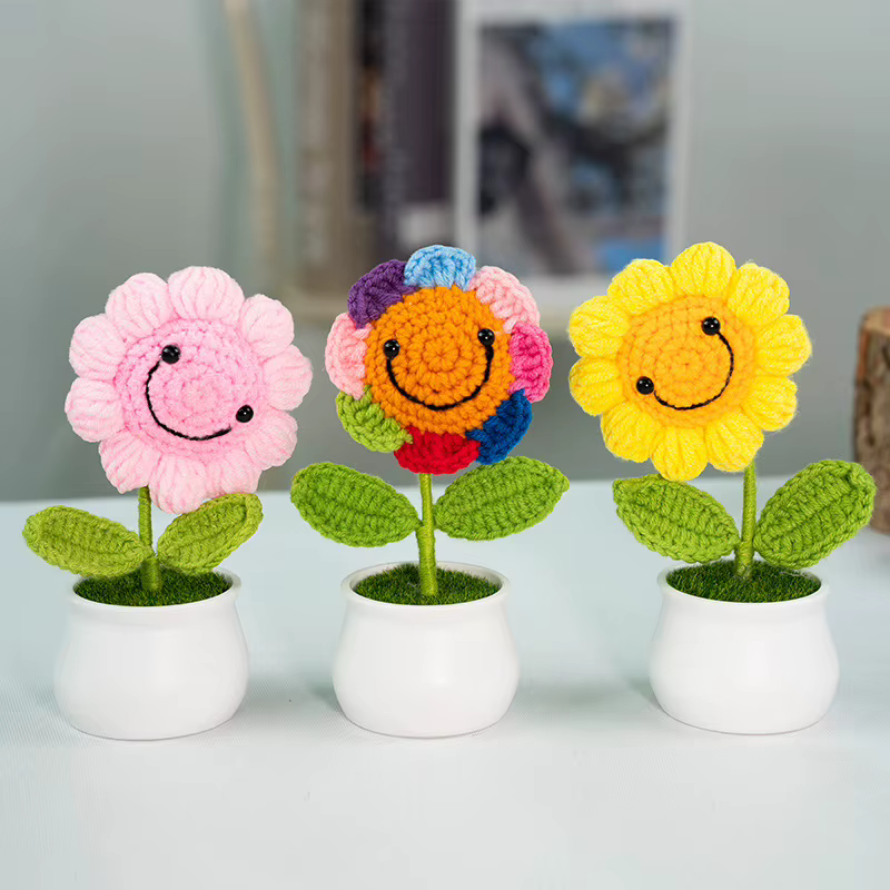 Nouvelles fleurs au crochet tournesols mignonnes