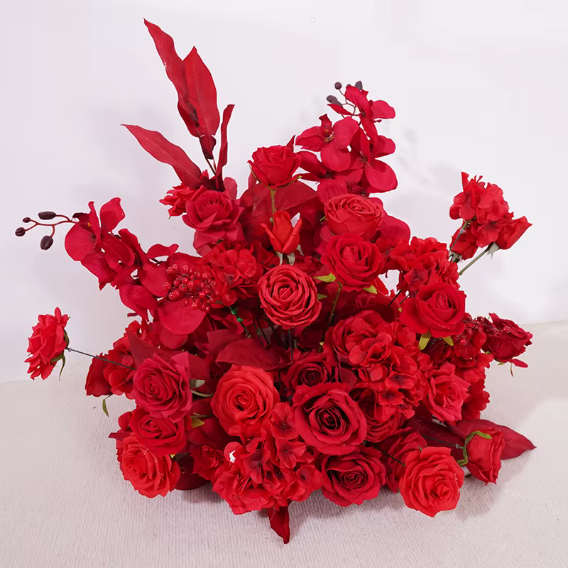 Rose rouge plancher fleur rangée mariage événement Arrangement Floral accessoire fête route plomb décoration fenêtre affichage Photo fournitures H875203