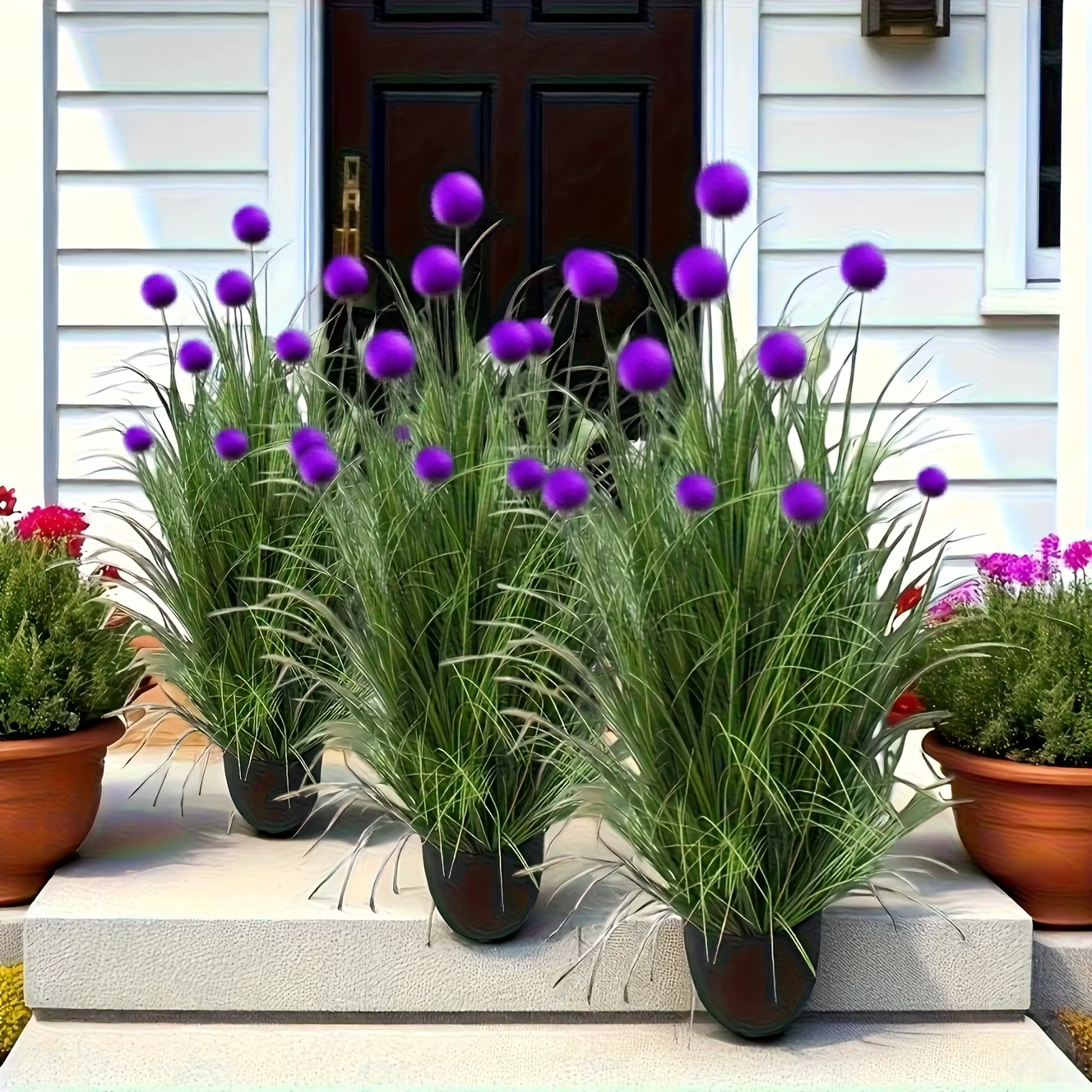 5 plantes artificielles en forme d'herbe bulbeuse violette