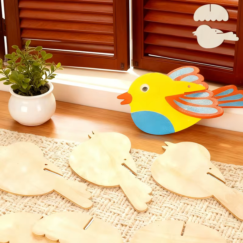 YOMDID 5 pièces ornements en bois inachevés-décorations suspendues d'oiseaux