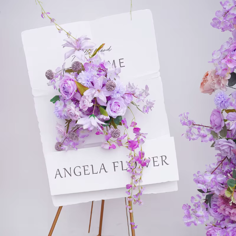 C8645 violet Rose cerisier fleur mariage arc décor Arrangement Floral signe