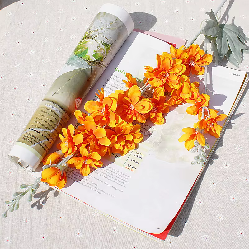 Branche de fleur artificielle Delphinium de 86 cm pour arrangement floral de mariage DIY