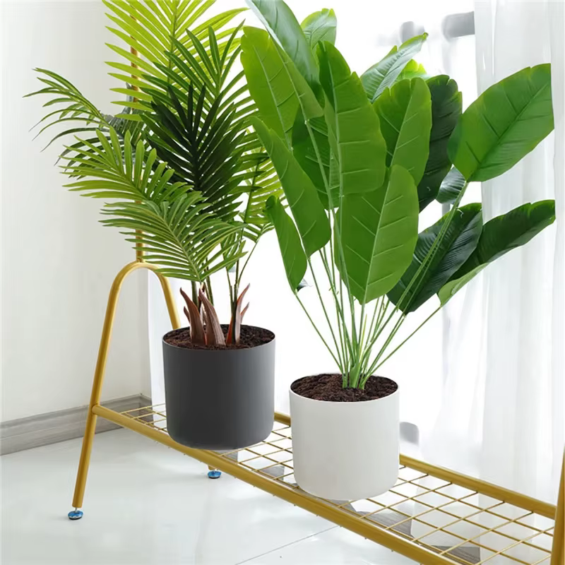 Pots de plantes modernes avec support de pieds en bois