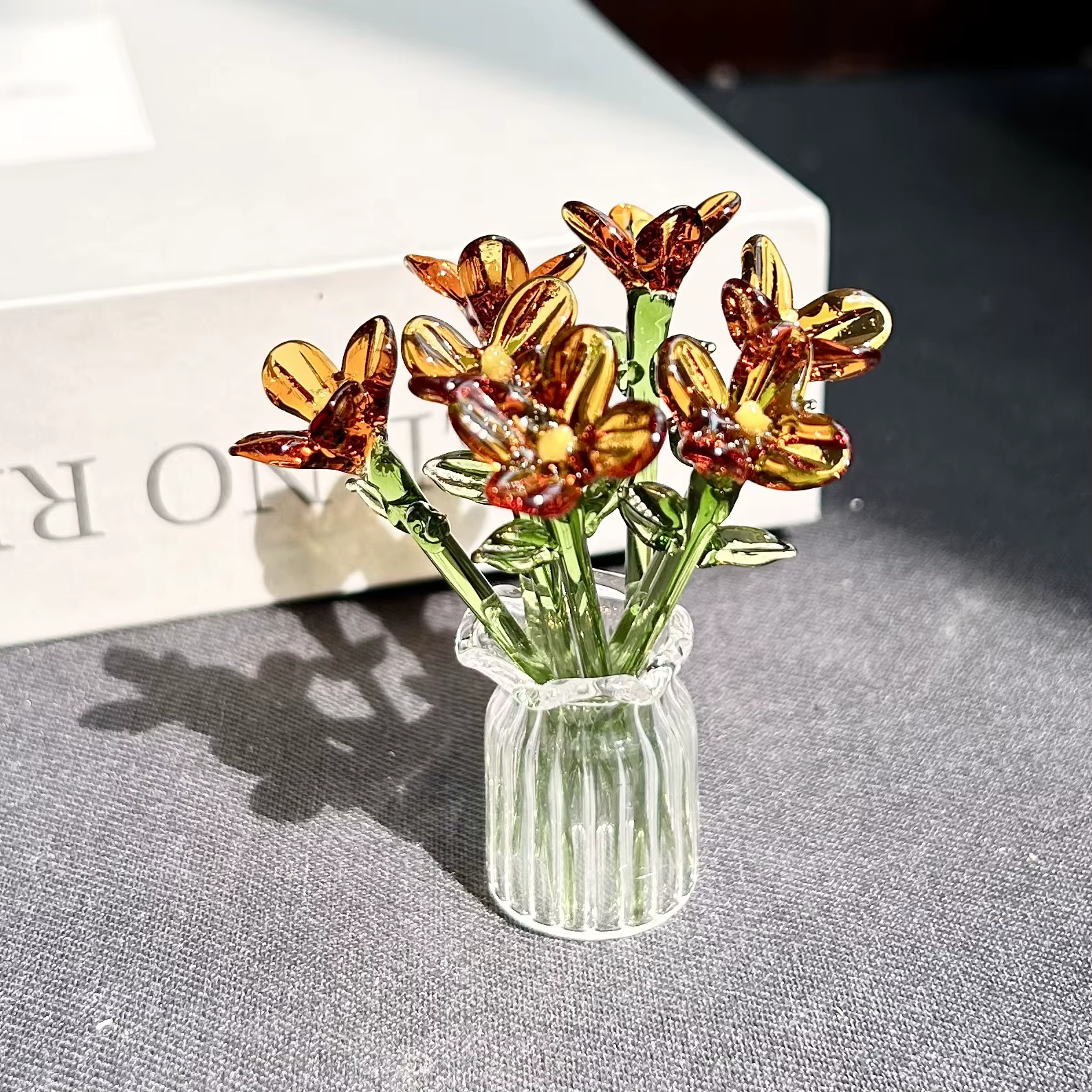 Bouquet de fleurs en verre émaillé