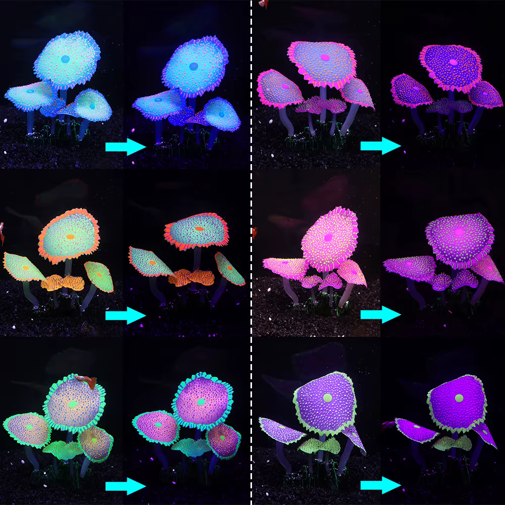 Décoration de corail fluorescent en silicone pour aquarium avec plantes lumineuses pour l'aménagement paysager sous-marin