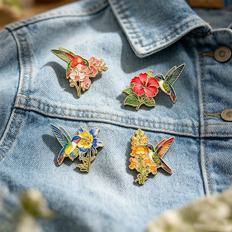 Nouvelle Arrivée Broche Florale Colibri Vintage, Épingles et Badges Métalliques Oiseau Fleur pour Décoration DIY Vêtements, Sacs, Chapeaux, Écharpes, T-shirts, Jeans
