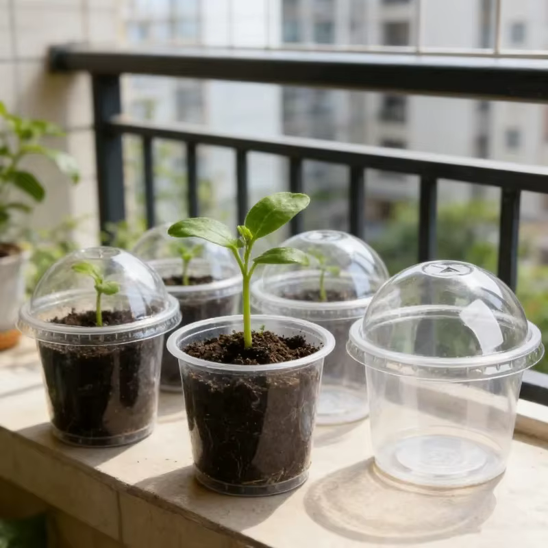 Pots de pépinière transparents avec couvercles