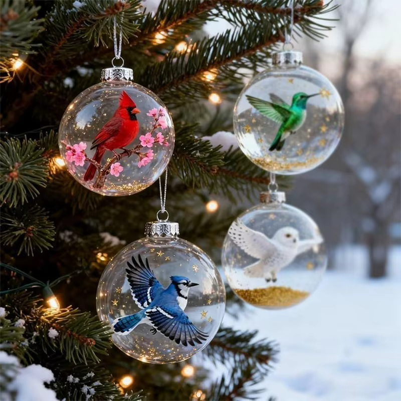 Ornement de noël clair d'oiseaux de la nature