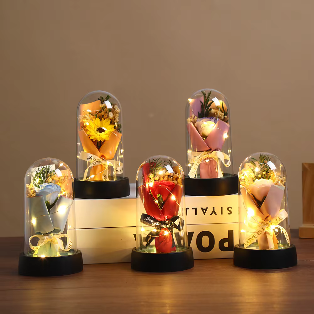 Lumière LED Tournesol avec Couvercle en Acrylique Élégant