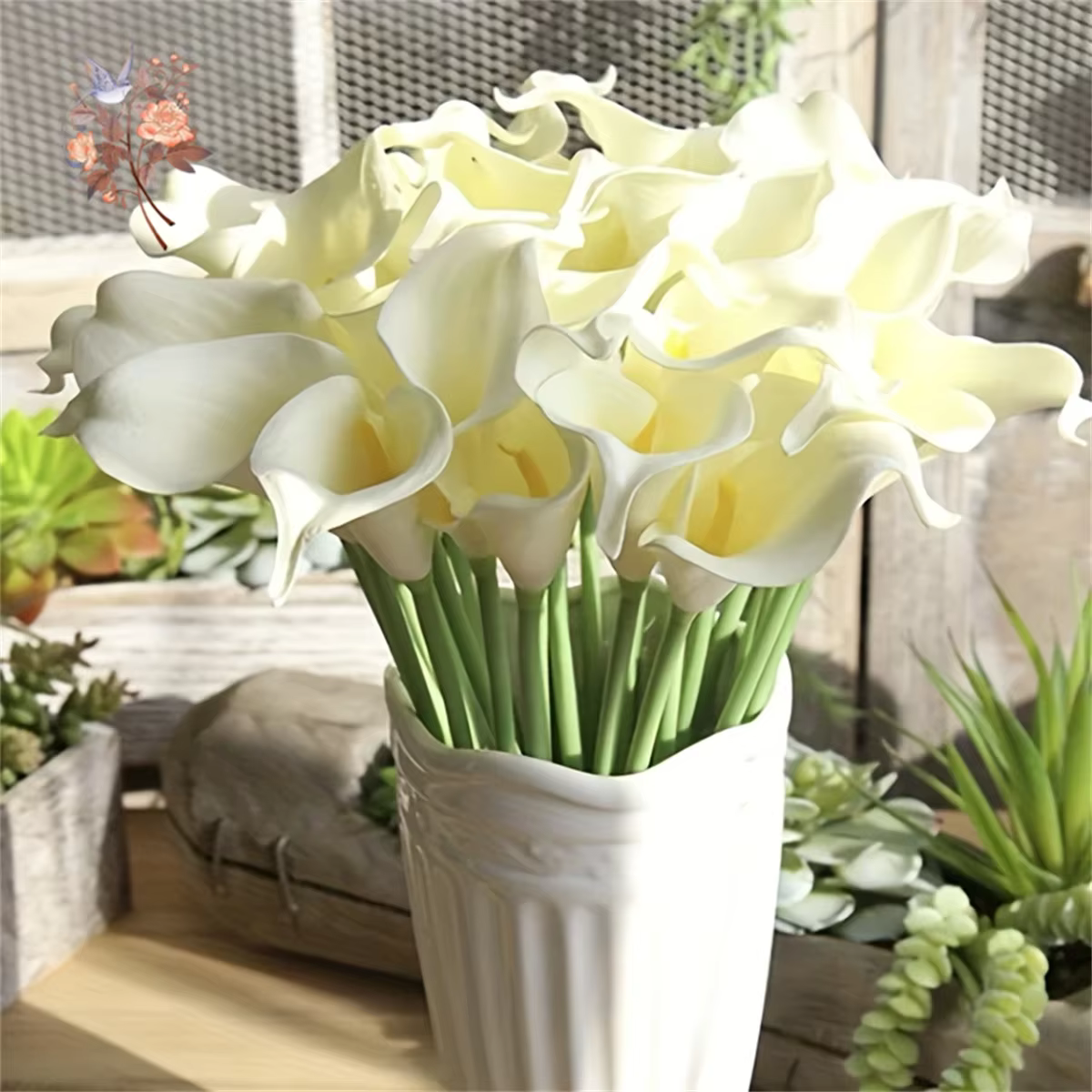 Fleurs Artificielles de Lys Calla Blanc pour Patients