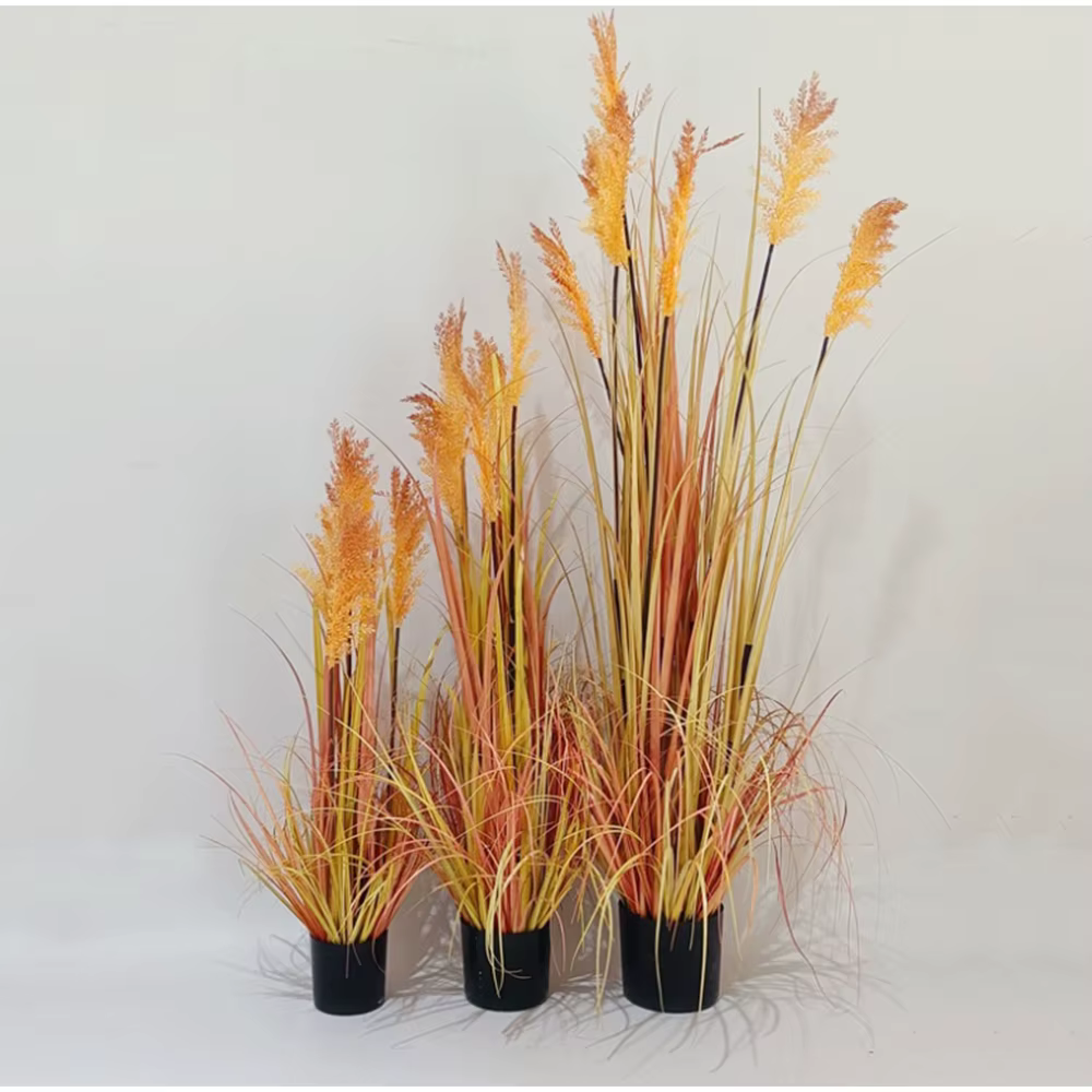 Décoration de la maison plantes vertes fleurs de roseau artificielles grande fausse plante en pot