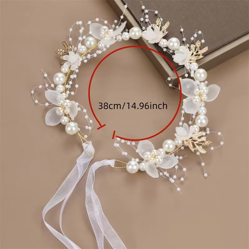 Bandeau élégant pour filles, imitation de perles, coiffure pour bébés filles, couronne de fleurs, guirlande de mariée, cerceau de tête, bandeaux de mariage