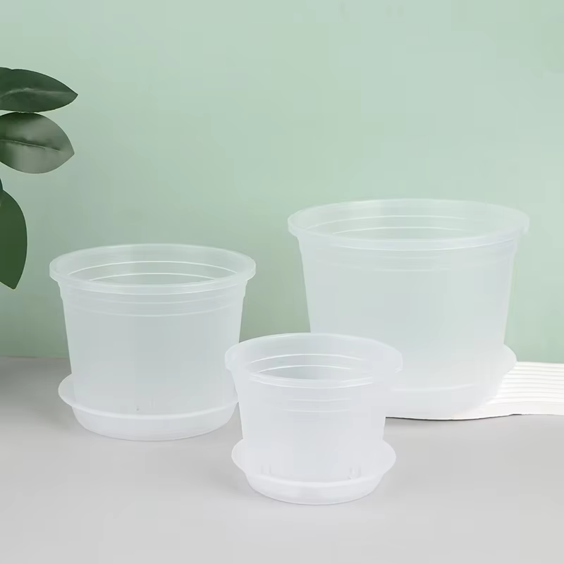 Pot d'orchidée rond Transparent avec/sans plateau