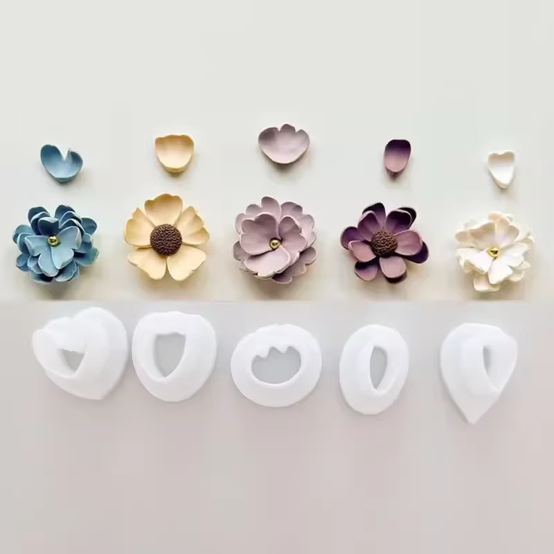 Différents Types exquis Unique pétales de fleurs argile moules bricolage fleur trèfle boucles d'oreilles bijoux