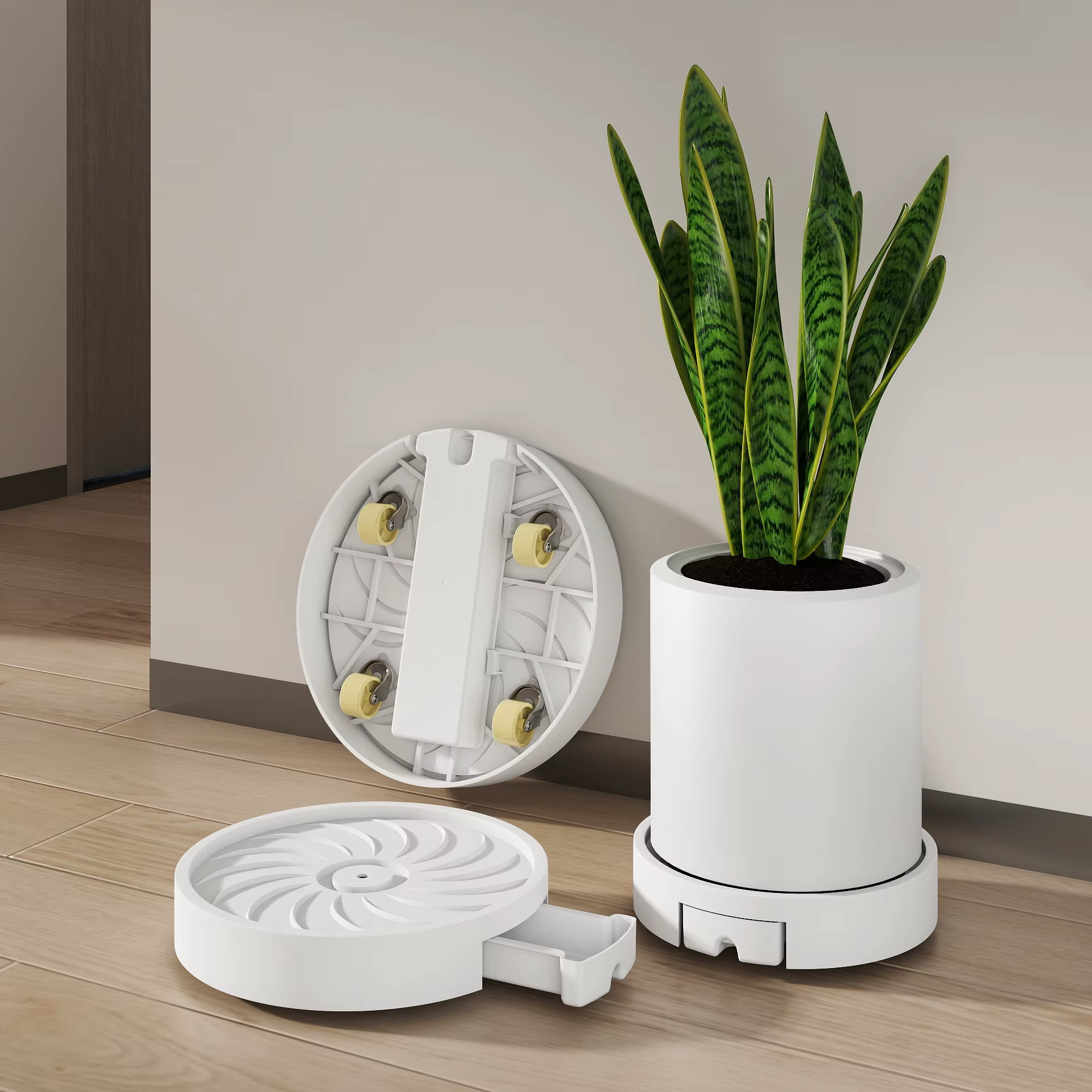 Plateau pour pot de plantes sur roulettes